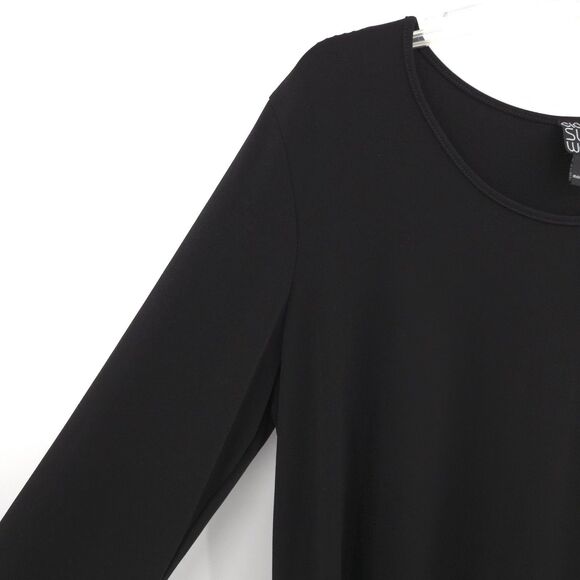 Clara Sun Woo long sleeve tunic top Size 1X stretch knit jersey black - Picture 2 of 6